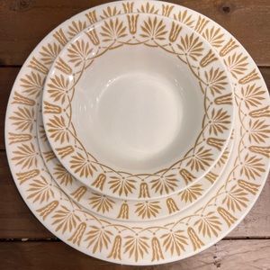 Mid Century Modern Vintage set of 2. Dinner Plate, Salad Plate and Bowl.